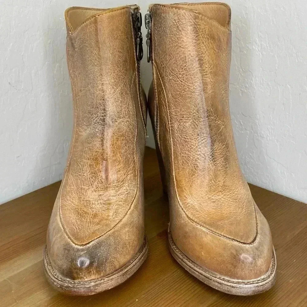 NEW BED STU Isla Tan Rustic Leather Booties Size 6 - Picture 6 of 10